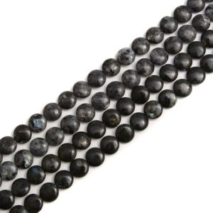 Larvikite Labradorite Flat Round Coin Beads Size 14mm 20mm 15.5'' Strand | Natural genuine round Gemstone beads for beading and jewelry making.  #jewelry #beads #beadedjewelry #diyjewelry #jewelrymaking #beadstore #beading #affiliate #ad