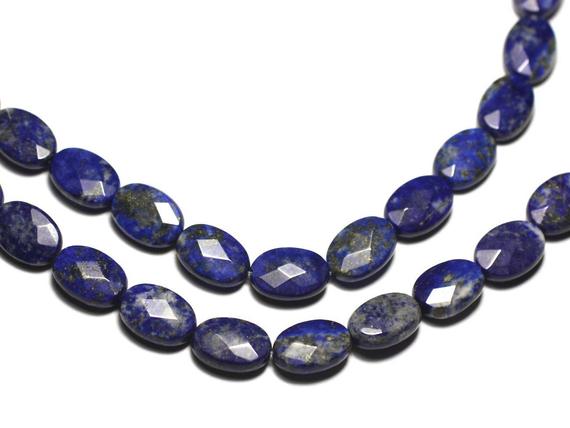 2pc - Perles De Pierre - Lapis Lazuli Ovales Facettés 14x10mm - 8741140019584