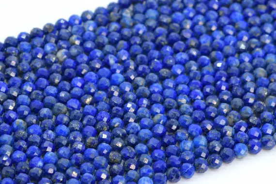 2-3mm Lapis Lazuli Beads Afghanistan Aa Genuine Natural Gemstone Full Strand Faceted Round Loose Beads 15" Bulk Lot Options (107666-2501)