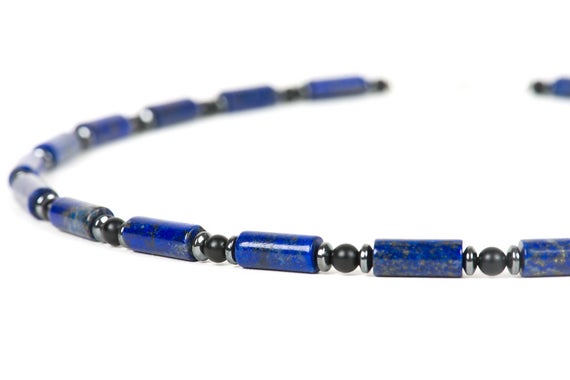 Lapis Lazuli Necklace For Men, Healing Gemstone Unisex Choker, Handmade Gemstone Jewelry