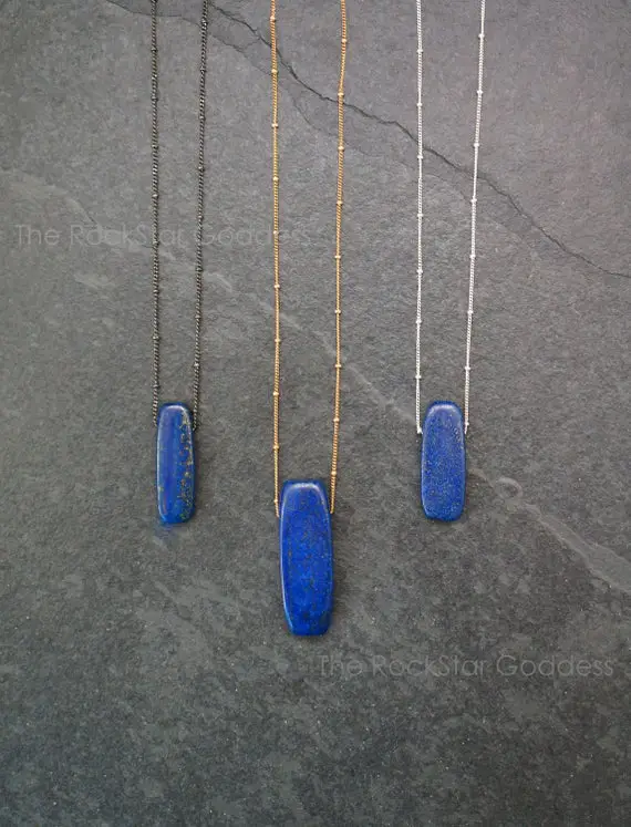 Silver Lapis Necklace, Gold Lapis Necklace, Lapis Lazuli Necklace, Lapis Necklace, Satellite Chain, Lapis Jewelry, Genuine Lapis Lazuli