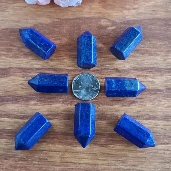 Small Lapis Lazuli Crystal Towers 1.2", Bulk Lots Of Mini Points For Jewelry Making Or Crystal Grids