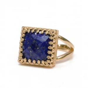 Shop Lapis Lazuli Jewelry! Lapis Lazuli Ring · September Birthstone Ring · Rose Gold Ring · Vintage Ring · Gemstone Ring · Navy Blue Ring · Square Ring · Lapis Jewelry | Natural genuine Lapis Lazuli jewelry. Buy crystal jewelry, handmade handcrafted artisan jewelry for women.  Unique handmade gift ideas. #jewelry #beadedjewelry #beadedjewelry #gift #shopping #handmadejewelry #fashion #style #product #jewelry #affiliate #ad