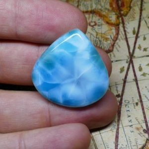 Shop Larimar Cabochons! 36.6ct Natural Blue Larimar Drop Gemstone Cabochon  Size 29x29x5 mm | Natural genuine stones & crystals in various shapes & sizes. Buy raw cut, tumbled, or polished gemstones for making jewelry or crystal healing energy vibration raising reiki stones. #crystals #gemstones #crystalhealing #crystalsandgemstones #energyhealing #affiliate #ad