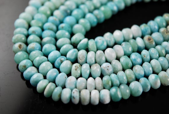 Half Strand Of Larimar Faceted Rondelles