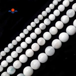 Shop Larimar Round Beads! White Light Blue Natural Larimar Smooth Round Beads 8mm 10mm 12mm 14mm 15.5"Strd | Natural genuine round Larimar beads for beading and jewelry making.  #jewelry #beads #beadedjewelry #diyjewelry #jewelrymaking #beadstore #beading #affiliate #ad