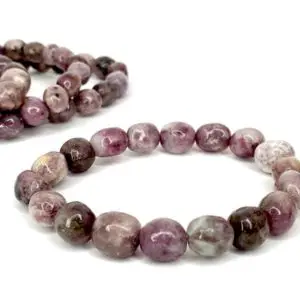 Lepidolite Beaded Bracelet – 8mm Oval Bead | Natural genuine Lepidolite bracelets. Buy crystal jewelry, handmade handcrafted artisan jewelry for women.  Unique handmade gift ideas. #jewelry #beadedbracelets #beadedjewelry #gift #shopping #handmadejewelry #fashion #style #product #bracelets #affiliate #ad