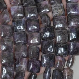 Shop Lepidolite Bead Shapes! 10X10mm Dark Purple Lepidolite Gemstone Grade A Square Loose Beads 15.5 inch Full Strand (90188336-663) | Natural genuine other-shape Lepidolite beads for beading and jewelry making.  #jewelry #beads #beadedjewelry #diyjewelry #jewelrymaking #beadstore #beading #affiliate #ad