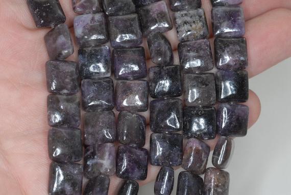 10x10mm Dark Purple Lepidolite Gemstone Grade A Square Loose Beads 15.5 Inch Full Strand (90188336-663)
