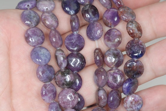 10mm Purple Lepidolite Gemstone Grade Ab Flat Round Loose Beads 16 Inch Full Strand (90188413-655)