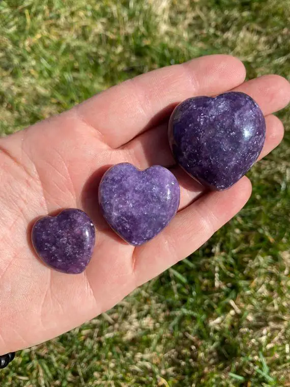 Lepidolite Stone Heart - Lepidolite Crystal - Polished Crystal Heart - Healing Crystals And Stones - Lilac Lepidolite - Carved Heart Stone