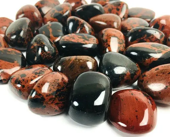 Mahogany Obsidian Crystal (1) Red Black Obsidian Crystal, Polished Natural, Tumbled Mahogany Obsidian