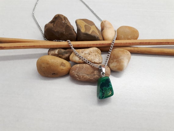 Malachite Pendant Necklace - Rectangle Square Pendant - Natural Malachite Jewelry - Malachite Crystal Necklace For Women - Malachite Charm