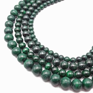 Natural Malachite Smooth Round Beads 6mm 7mm 8mm 10mm 12mm 15.5" Strand | Natural genuine round Malachite beads for beading and jewelry making.  #jewelry #beads #beadedjewelry #diyjewelry #jewelrymaking #beadstore #beading #affiliate #ad