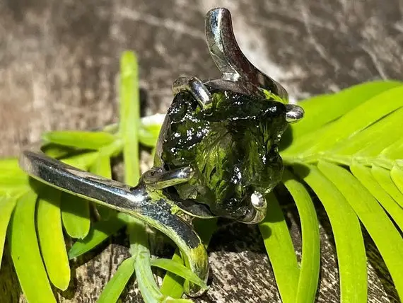 Moldavite-green Fire Ring, Size 7, 925 Silver For Synergy With Postive Healing Energy!