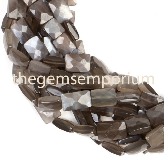 Grey Moonstone Faceted Cushion Shape Gemstone Beads, Grey Moonstone Gemstone Beads, Fancy Shape Gemstone Beads, Aaa Quality