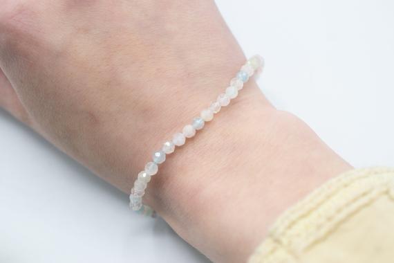 Faceted Natural Morganite Stretchy Bracelet // Elastic Bracelets // Stone Jewelry // Village Silversmith
