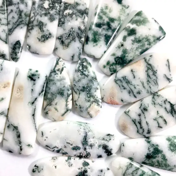 Moss Agate Cabochon Pair Lots // Moss Agate Cabochon // Gems // Cabochons // Jewelry Making Supplies / Village Silversmith