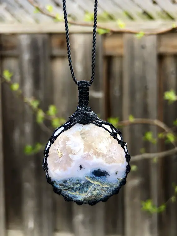 Moss Agate Pendant Necklace For Women, Moss Agate Necklace Men, Macrame Gemstone Necklace, Macrame Necklace For Men, Moss Agate Jewelry