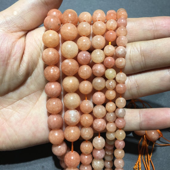 Natural Peach Calcite Round Beads Healing Gemstone Loose Beads Diy Jewelry Making Design For Bracelet Necklace Aaa Quality  6mm 10mm