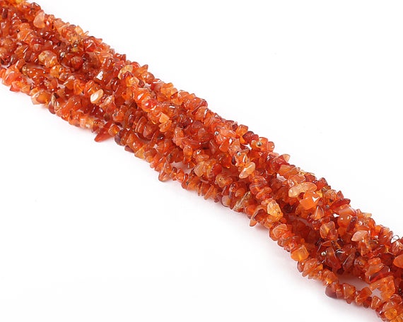 Nice Quality 34" Long Natural Carnelian Chips Beads, Carnelian Uncut Beads, Carnelian Polished Smooth Small Nuggets Beads (4-5mm Approx)