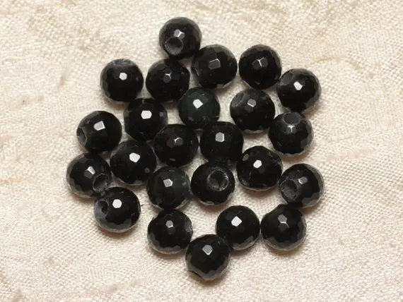 2pc - Perles De Pierre Perçage 2.5mm - Obsidienne Facettée 8mm  4558550027160