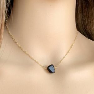 14k Gold Filled or Sterling Silver Natural Obsidian Necklace, Gemstone Choker Necklace Reiki Energy Necklace, Black Obsidian Stone Necklace | Natural genuine Array necklaces. Buy crystal jewelry, handmade handcrafted artisan jewelry for women.  Unique handmade gift ideas. #jewelry #beadednecklaces #beadedjewelry #gift #shopping #handmadejewelry #fashion #style #product #necklaces #affiliate #ad