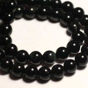 Shop Obsidian Bead Shapes! Fil 39cm 49pc environ – Perles Pierre Obsidienne noire arc en ciel Boules 8mm | Natural genuine other-shape Obsidian beads for beading and jewelry making.  #jewelry #beads #beadedjewelry #diyjewelry #jewelrymaking #beadstore #beading #affiliate #ad