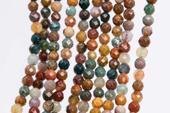 Genuine Natural Multicolor Ocean Jasper Loose Beads Grade Aaa Faceted Round Shape 4mm