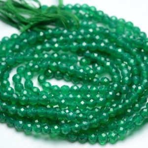 Shop Onyx Faceted Beads! 13 Inches Strand Green Onyx Rondelle 4mm Rare Beads Faceted Gemstone Beads Superb AAA Chalcedony Rondelles Semi Precious No1258 | Natural genuine faceted Onyx beads for beading and jewelry making.  #jewelry #beads #beadedjewelry #diyjewelry #jewelrymaking #beadstore #beading #affiliate #ad