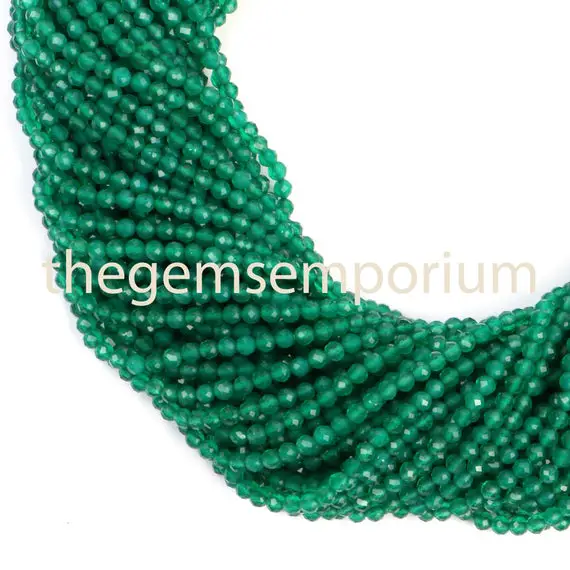 Green Onyx Faceted Rondelle Beads,  2.3-2.6mm Green Onyx Faceted Beads, Green Onyx Rondelle Beads, Green Onyx Beads, Onyx Beads, Green Onyx