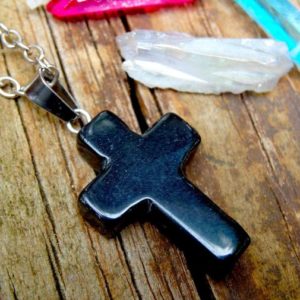 Shop Onyx Pendants! Sterling Silver Natural Genuine Black Onyx Cross Pendant Necklace – Sterling Silver 18" Chain – Natural Stone Black Cross 925 Necklace | Natural genuine Onyx pendants. Buy crystal jewelry, handmade handcrafted artisan jewelry for women.  Unique handmade gift ideas. #jewelry #beadedpendants #beadedjewelry #gift #shopping #handmadejewelry #fashion #style #product #pendants #affiliate #ad