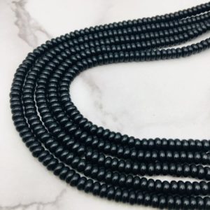 Shop Onyx Rondelle Beads! Black Onyx Smooth Rondelle Beads 2x4mm Approx 15.5" Strand | Natural genuine rondelle Onyx beads for beading and jewelry making.  #jewelry #beads #beadedjewelry #diyjewelry #jewelrymaking #beadstore #beading #affiliate #ad