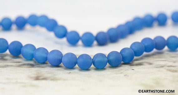 S-m/ Matte Dyed Blue Onyx 4mm/ 6mm/ 8mm Smooth Round Beads 15.5" Strand Diy Jewelry Wholesale Gemstone Supply
