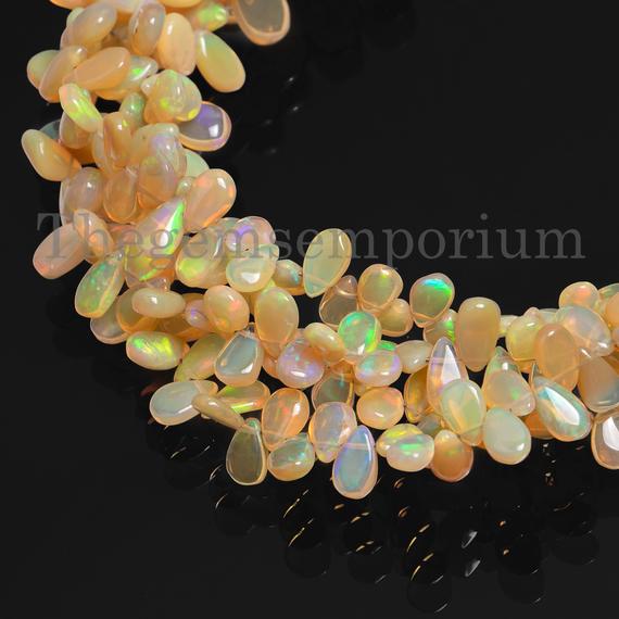 Natural Flashy Ethiopian Opal Smooth Pear Briolette, Ethiopian Opal Beads, Opal Beads, Ethiopian Opal Beads, Highquality Natural Opal Bead