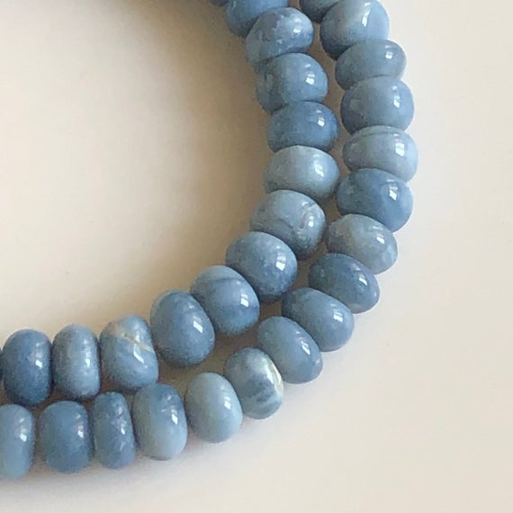 5mm To 7mm Blue Opal Rondelle Beads, Natural Blue Opal Smooth Rondelle Beads, 16 Inch Strand, Gds1341