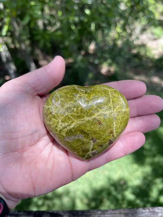 Green Opal Puffy Heart 70mm - Reiki Charged - Powerful Healing Energy - Strengthens Relationships - Creativity - Heart Chakra Crystal #4