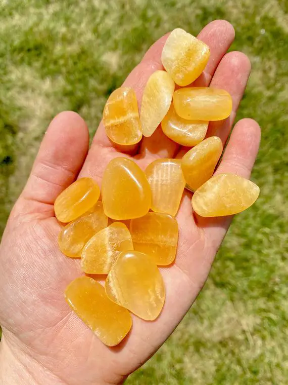 Orange Calcite Tumbled Crystal - Natural Orange Calcite Tumbled Stone - Multiple Sizes Available - Polished Orange Calcite Gemstone