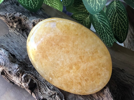 Orange Calcite Crystal Healing Palm Stone.