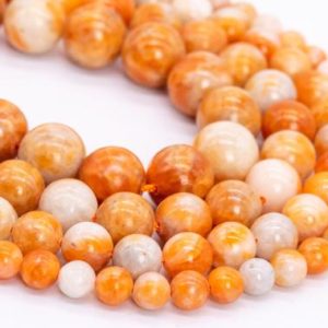 Shop Orange Calcite Beads! Genuine Natural Milky Cream Orange Calcite Loose Beads Grade AA Round Shape 6mm 8mm 9-10mm 11mm | Natural genuine round Orange Calcite beads for beading and jewelry making.  #jewelry #beads #beadedjewelry #diyjewelry #jewelrymaking #beadstore #beading #affiliate #ad