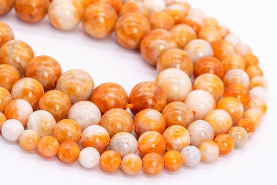 Genuine Natural Milky Cream Orange Calcite Loose Beads Grade Aa Round Shape 6mm 8mm 9-10mm 11mm