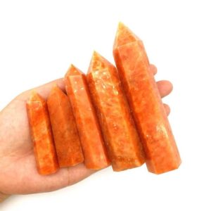 Shop Orange Calcite Stones & Crystals! Orange Calcite Tower Points, Natural Healing Stone, Hexagon Wand | Natural genuine stones & crystals in various shapes & sizes. Buy raw cut, tumbled, or polished gemstones for making jewelry or crystal healing energy vibration raising reiki stones. #crystals #gemstones #crystalhealing #crystalsandgemstones #energyhealing #affiliate #ad