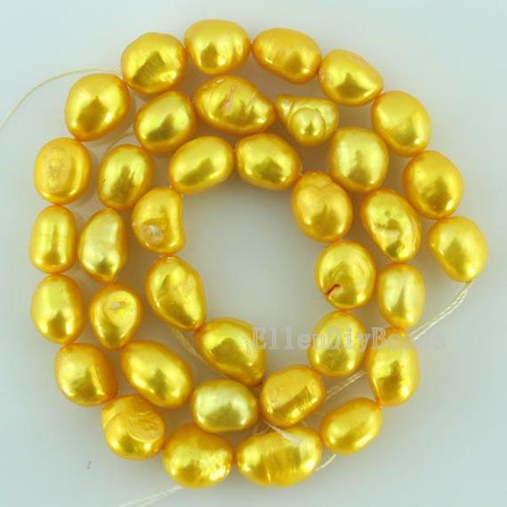 8-9mm Nugget Pearl Strand, Yellow Freshwater Pearl Beads, Nugget Pearl Beads, Loose Pearl Beads For Jewelry Making Necklace--36pcs--ln005-20