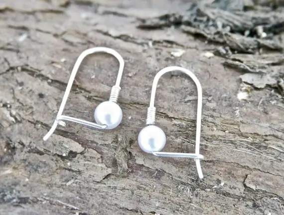 Pearl Earrings Drop -silver - Handmade
