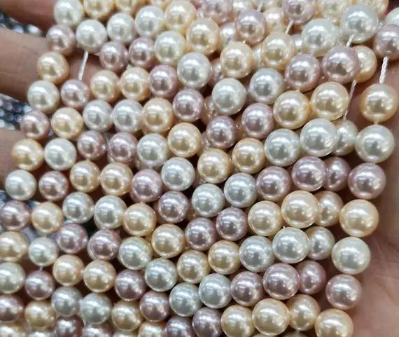 Mixcolor South Sea Shell Pearls Shells Beads,4mm 6mm 8mm 10mm 12mm 14mm Shells Beads Wholesale Supply,one Strand 15"