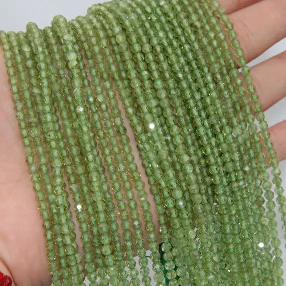 Natural Peridot Faceted Round Beads,semi Precious Stone Faceted Round Beads,2mm/3mm/4mm Gemstone Beads,green Peridot Jewelry Loose Beads.