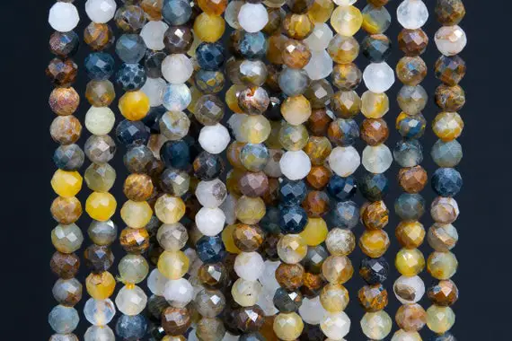 Genuine Natural Multicolor Pietersite Loose Beads Grade Aaa Faceted Round Shape 3mm