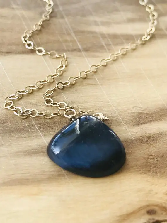 Pietersite Necklace Blue Stone Necklace Blue Gemstone Necklace Layering Necklace Love Necklace