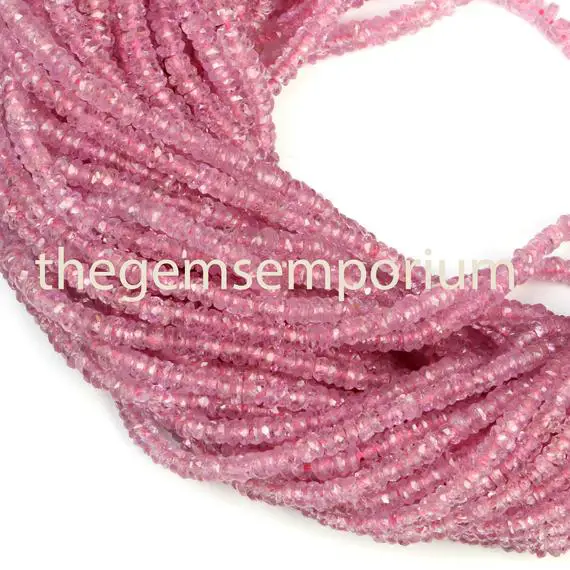 Pink Sapphire Faceted 2-3.25mm Rondelle Shape Beads, Natural Sapphire Rondelle Beads, Pink Sapphire Faceted Beads,sapphire Precious Beads