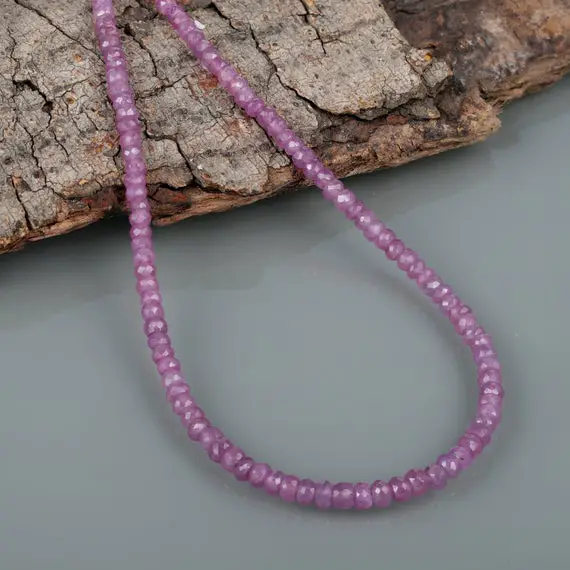 Pink Sapphire Necklace, Birthstone Necklace, Rosary Necklace, Beaded Jewelry, Anniversary Necklace, Gift For Bride, Gemstone Necklace